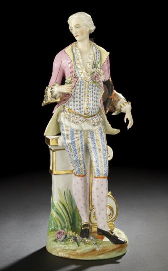 Appraisal: Large Paris Porcelain Garniture Figure third quarter th century possibly