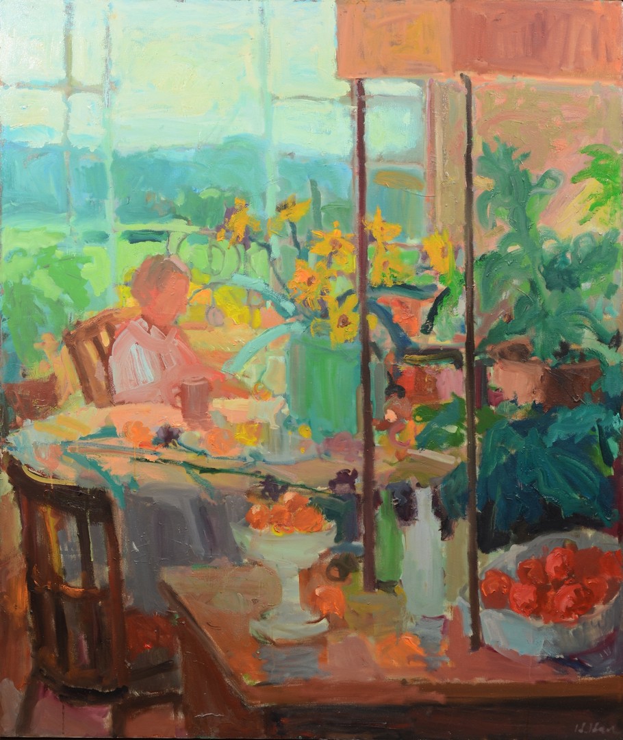 Appraisal: Hyunsoo Han Korean Active PA oil on canvas Summer Interior