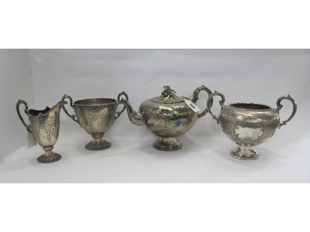 Appraisal: A lot comprising silver plated teapot and sugar bowl and