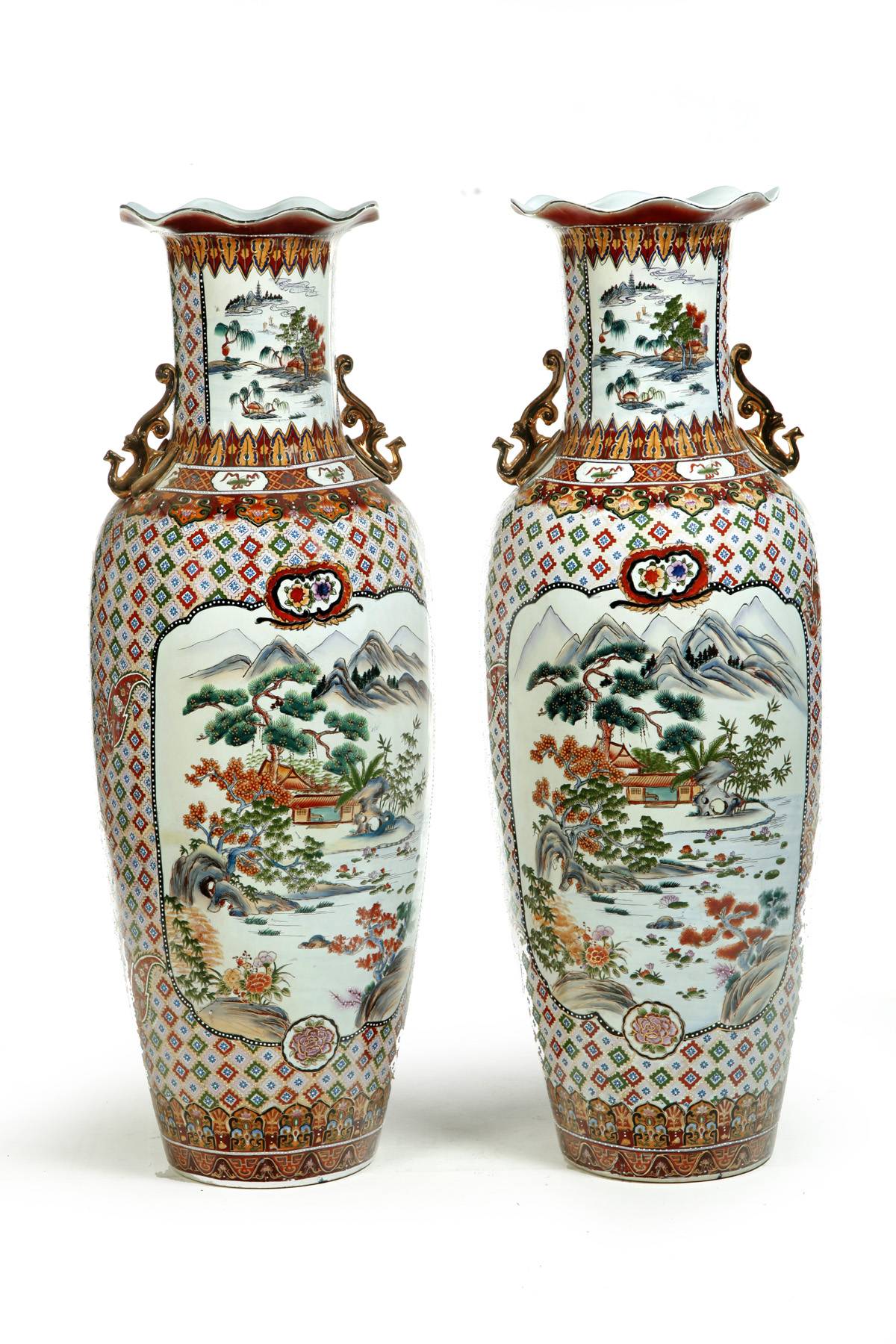 Appraisal: PAIR OF LARGE CHINESE VASES Late th century Hand decorated