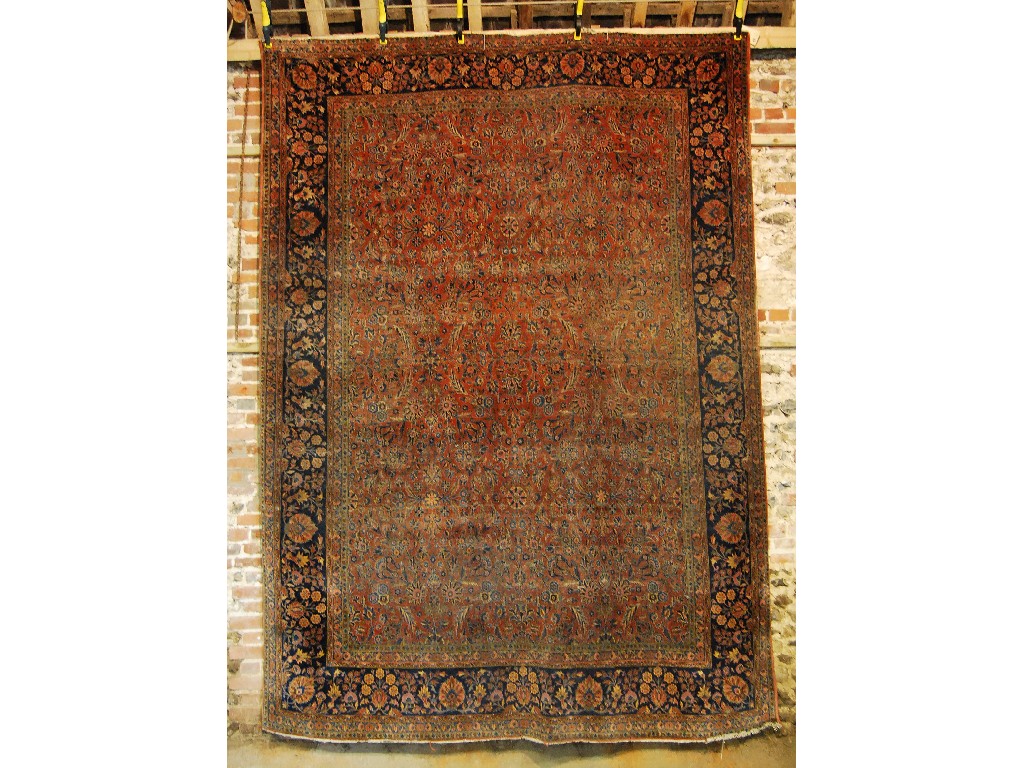 Appraisal: A Persian Kashan carpet circa brick ground even wear to