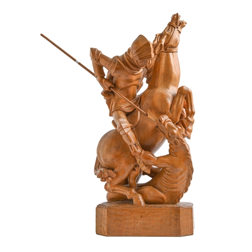 Appraisal: A walnut sculpture of St George th c cm h