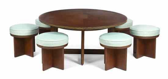 Appraisal: An American Mahogany Dining Suite Frank Lloyd Wright for Heritage