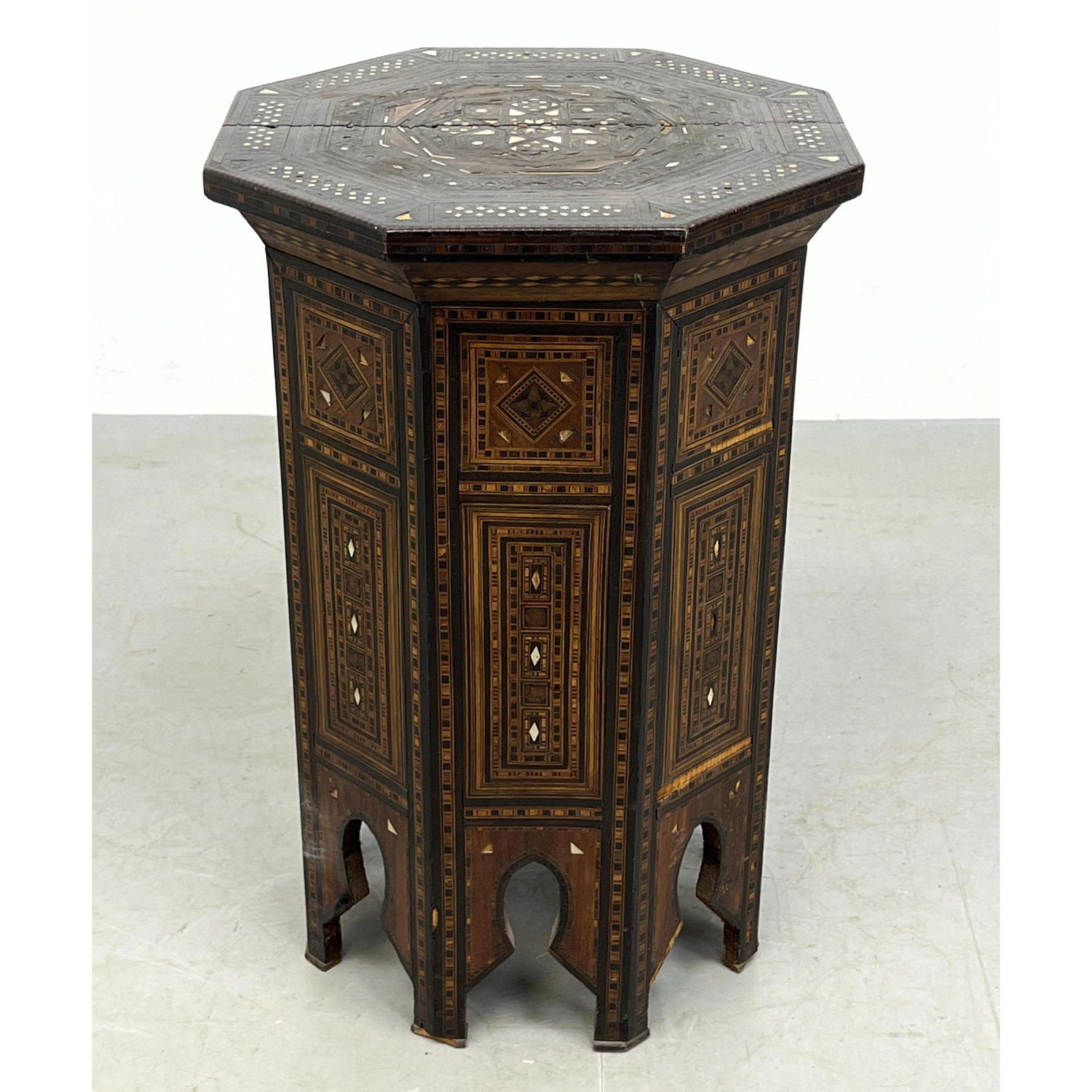 Appraisal: Syrian Inlaid Occasional Table Stand Dimensions H inches W inches