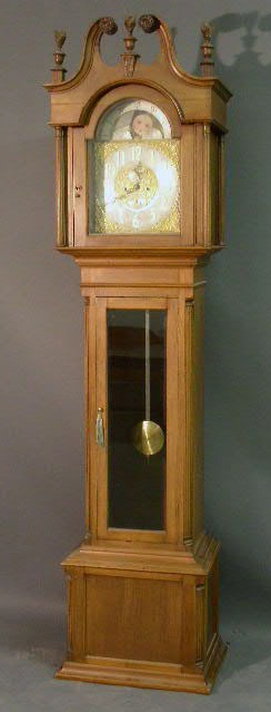 Appraisal: Mahogany tall case clock Chippendale style signed Waltham h x