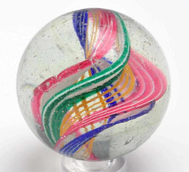 Appraisal: Complex Core Naked Double Ribbon Swirl Marble Description One ribbon