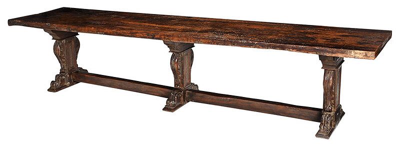 Appraisal: Impressive Italian Baroque Walnut Refectory Table probably th century walnut