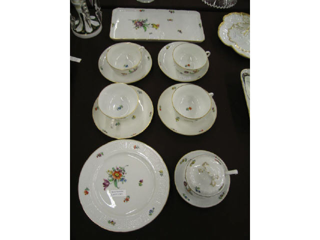 Appraisal: Nymphenburg Porcelain Breakfast Set plates cups saucers rectangular x tray