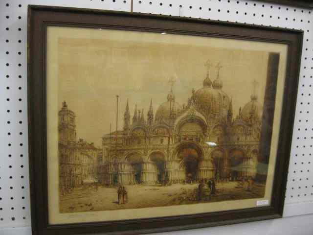 Appraisal: Henry C Brewer Drypoint Etching ''St Marks Venice'' image area