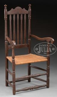 Appraisal: WILLIAM MARY BANNISTER BACK ARMCHAIR First third th century Portsmouth