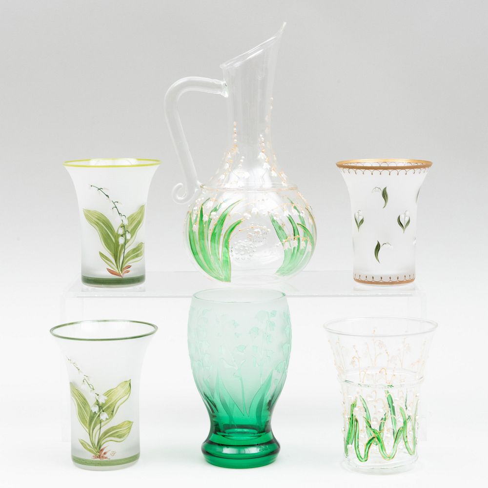 Appraisal: Group of Christian Dior Glassware Decorated with Lily of the