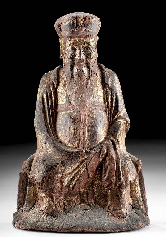 Appraisal: Chinese Qing Dynasty Gilt Wood Seated Reliquary Figure Originally Listed