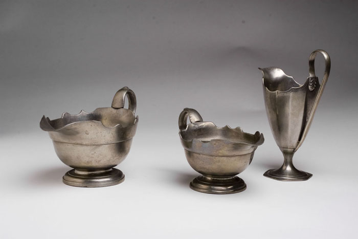 Appraisal: TWO SIMILAR PEWTER SAUCE BOATS HENRY JOSEPH LONDON ENGLAND CIRCA