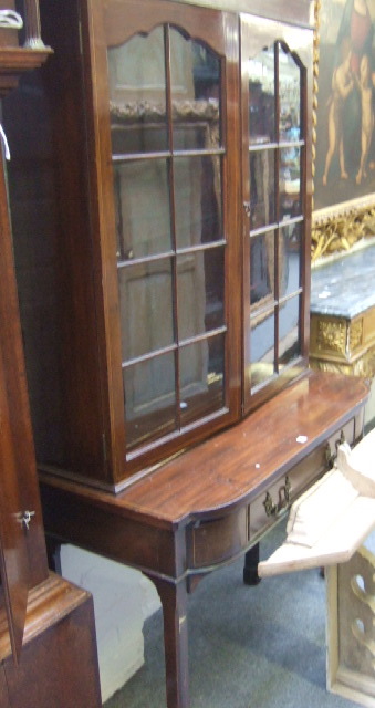 Appraisal: An Edwardian inlaid mahogany display cabinet the pair of glazed