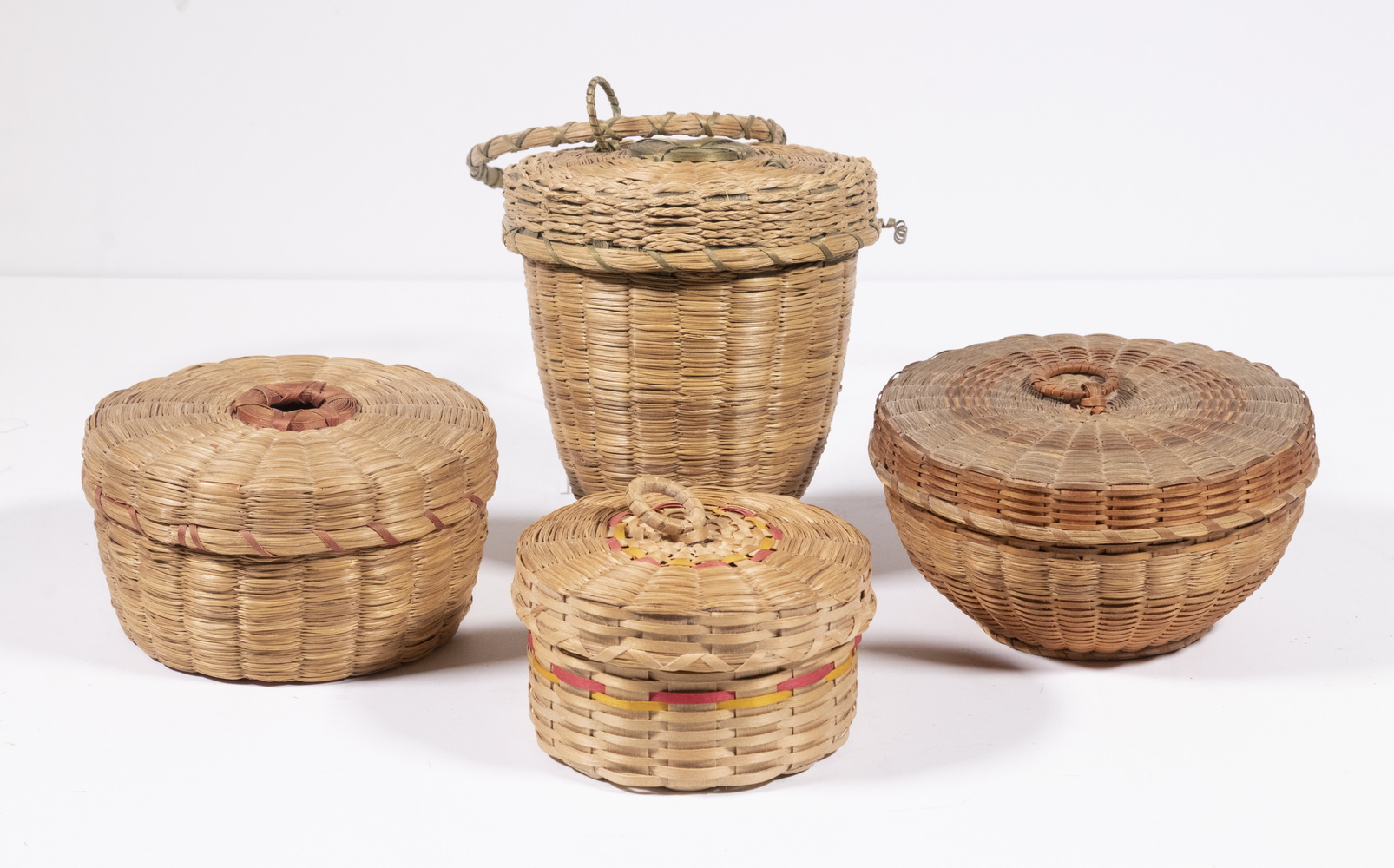 Appraisal: MAINE WABANAKI BASKETS Lot of Finely Crafted Sweetgrass and Ash