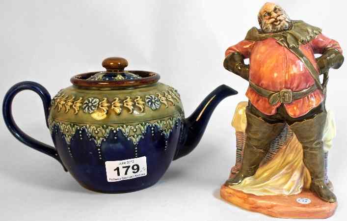 Appraisal: Royal Doulton Lambeth Stoneware Teapot and a Royal Doulton Figure