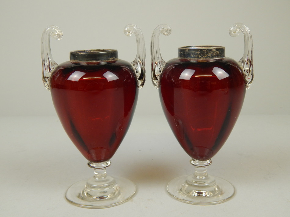 Appraisal: A pair of late th early thC ruby tinted two