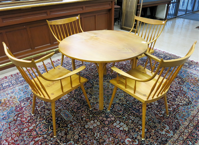 Appraisal: KEN SADLER CUSTOM ALDER WOOD DINING TABLE AND CHAIR SET