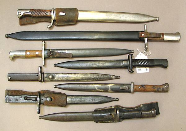 Appraisal: A lot of eight bayonets Switzerland and Germany Comprising Swiss