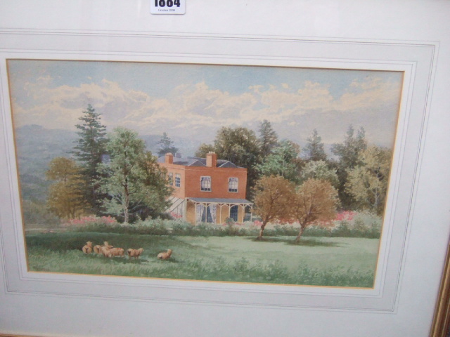 Appraisal: Thomas Rowden - Sheep before a country house watercolour signed