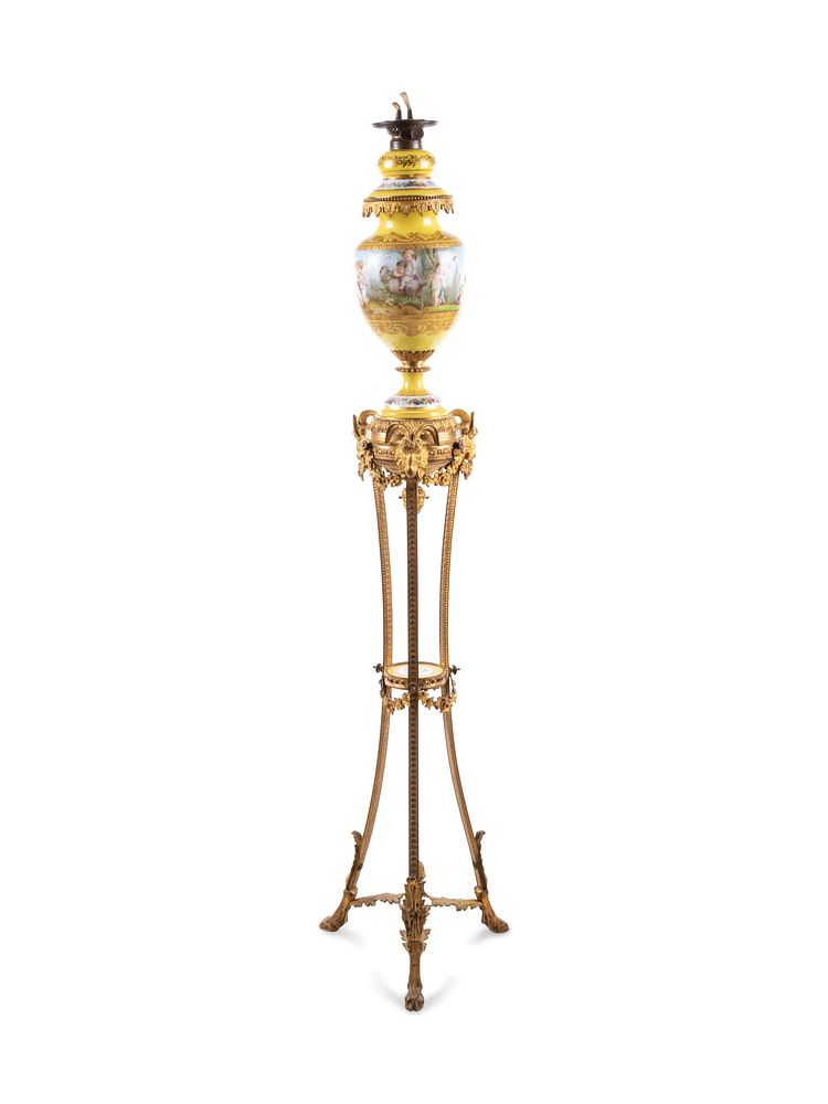 Appraisal: A Sevres Style Gilt Bronze Mounted Painted and Parcel Gilt