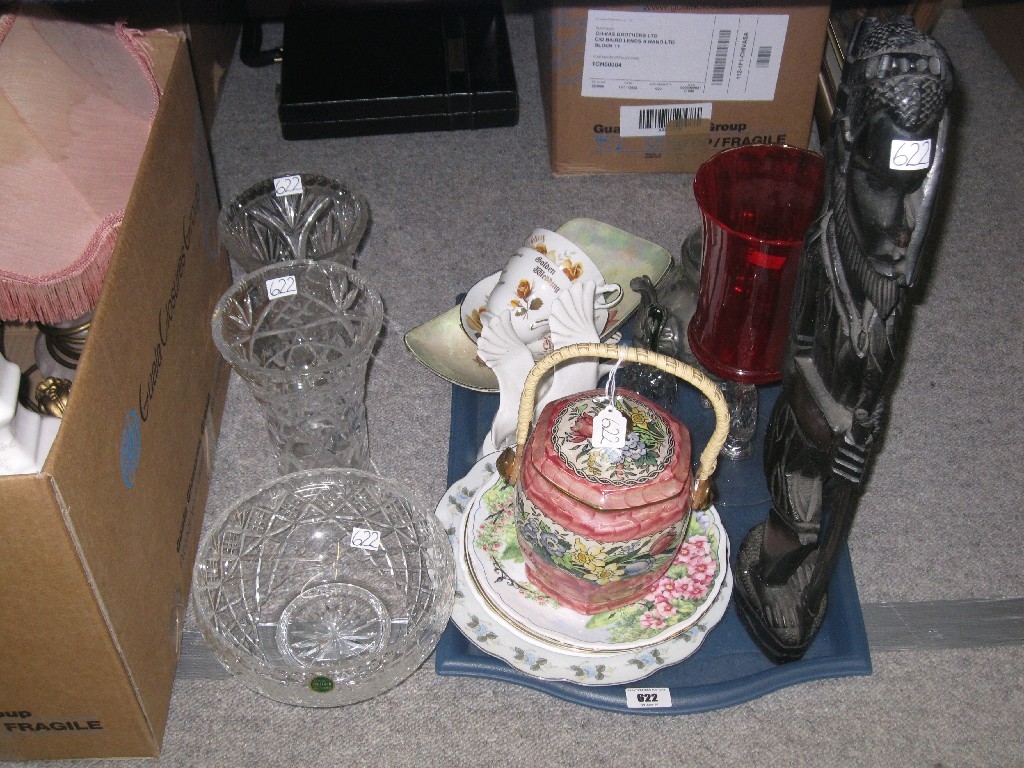 Appraisal: Tray lot of assorted ceramics and crystalware to include Maling