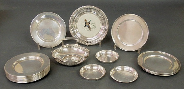 Appraisal: Group of sterling silver- small rimmed plates dia small plain