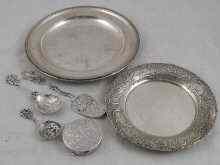 Appraisal: Continental silver Two trays one with cast rim cm diameter