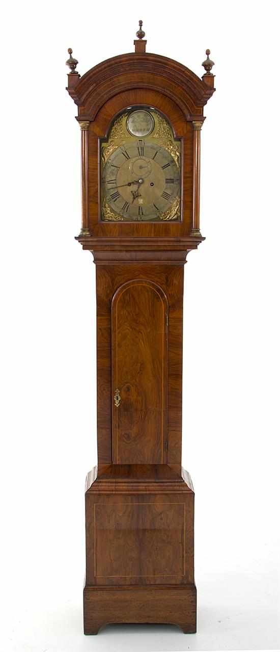 Appraisal: George III inlaid walnut and walnut veneer tall clock Thomas