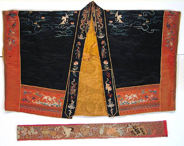 Appraisal: An embroidered silk Daoist priest's cape Late Qing Dynasty Elaborately