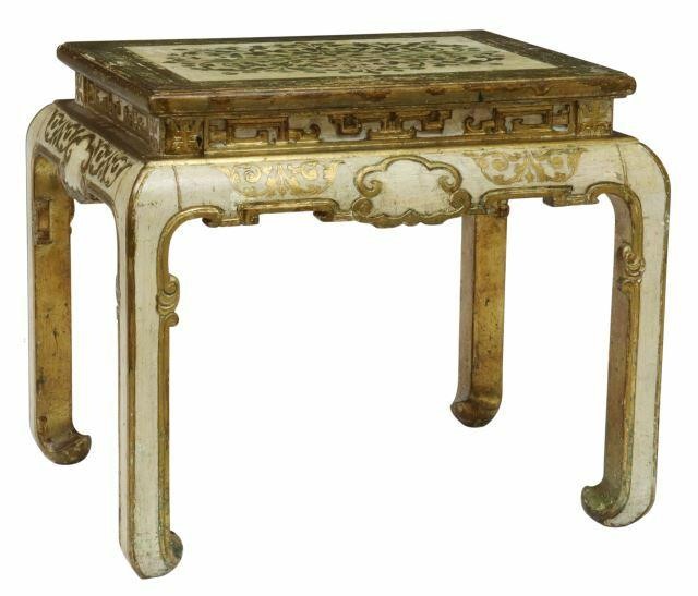 Appraisal: Florentine Chinoiserie style painted and parcel gilt side table th