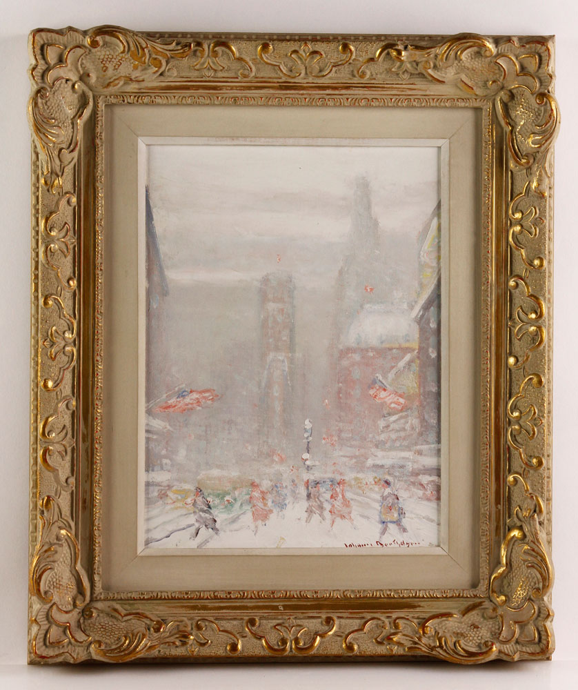 Appraisal: - Berthelsen Winter Street Scene New York O CB Johann