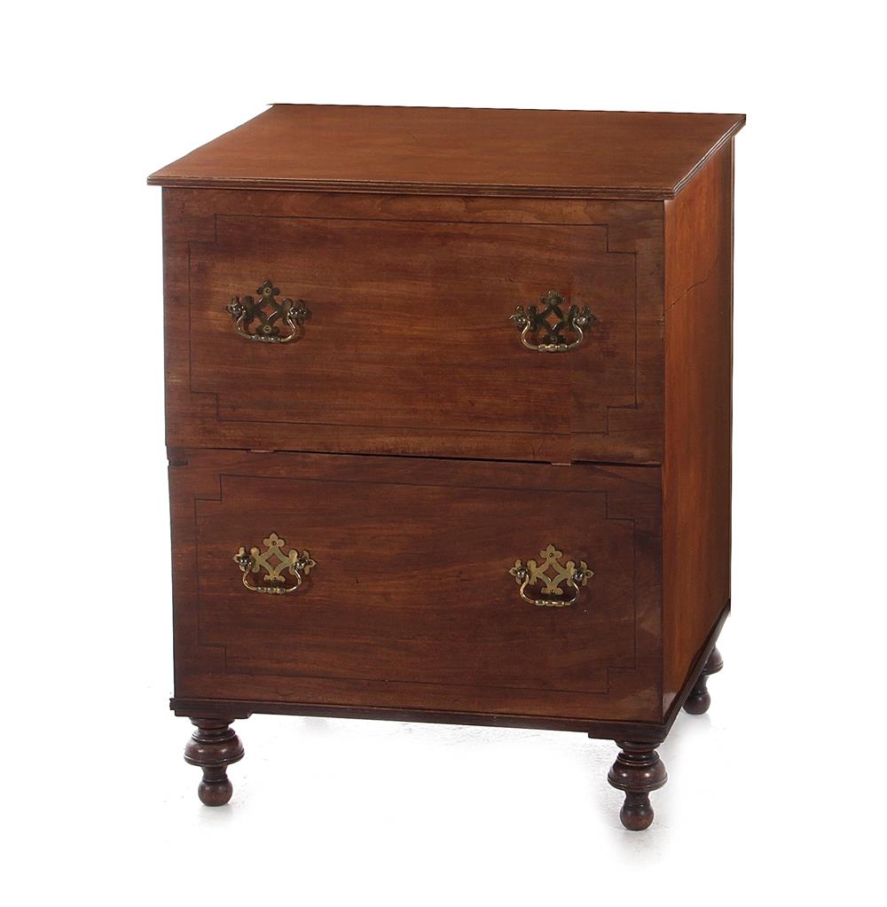 Appraisal: English inlaid mahogany commode cabinet late th century H W