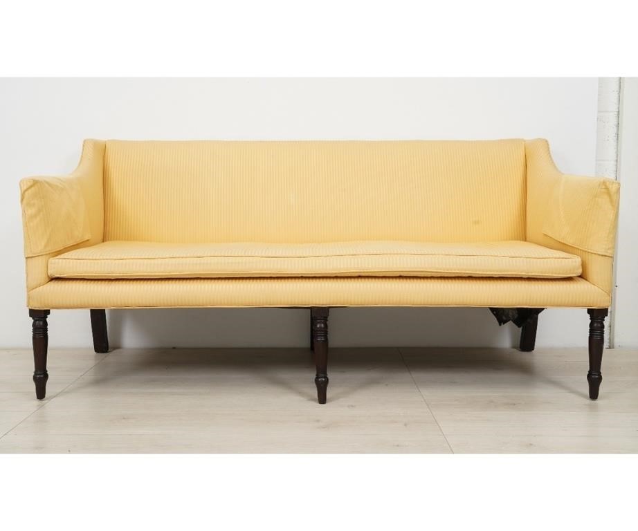 Appraisal: Sheraton mahogany sofa circa in yellow fabric h x l