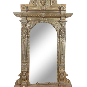 Appraisal: A Renaissance Revival Pressed Brass Mirror Circa Height x width