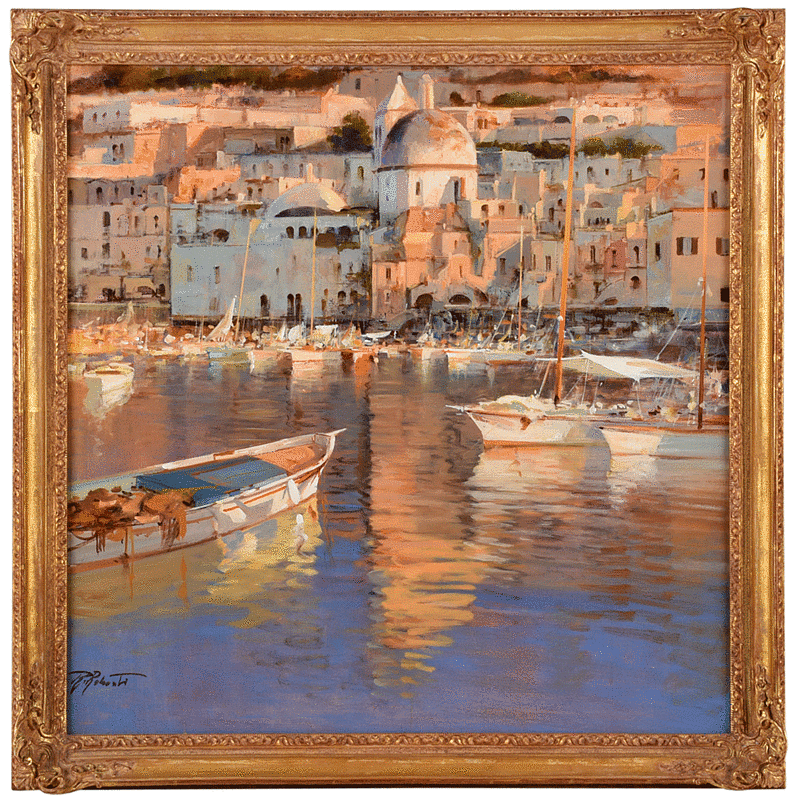 Appraisal: European or American School st century Mediterranean Seaport signed lower