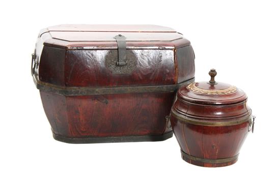 Appraisal: Sale Lot Two Chinese Lacquered Wood Boxes comprising an urn-form