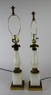 Appraisal: Pair of vintage white marble lamps Pair of vintage white