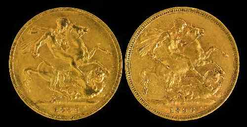 Appraisal: Two Victoria Young Head and Old Head Sovereigns fair