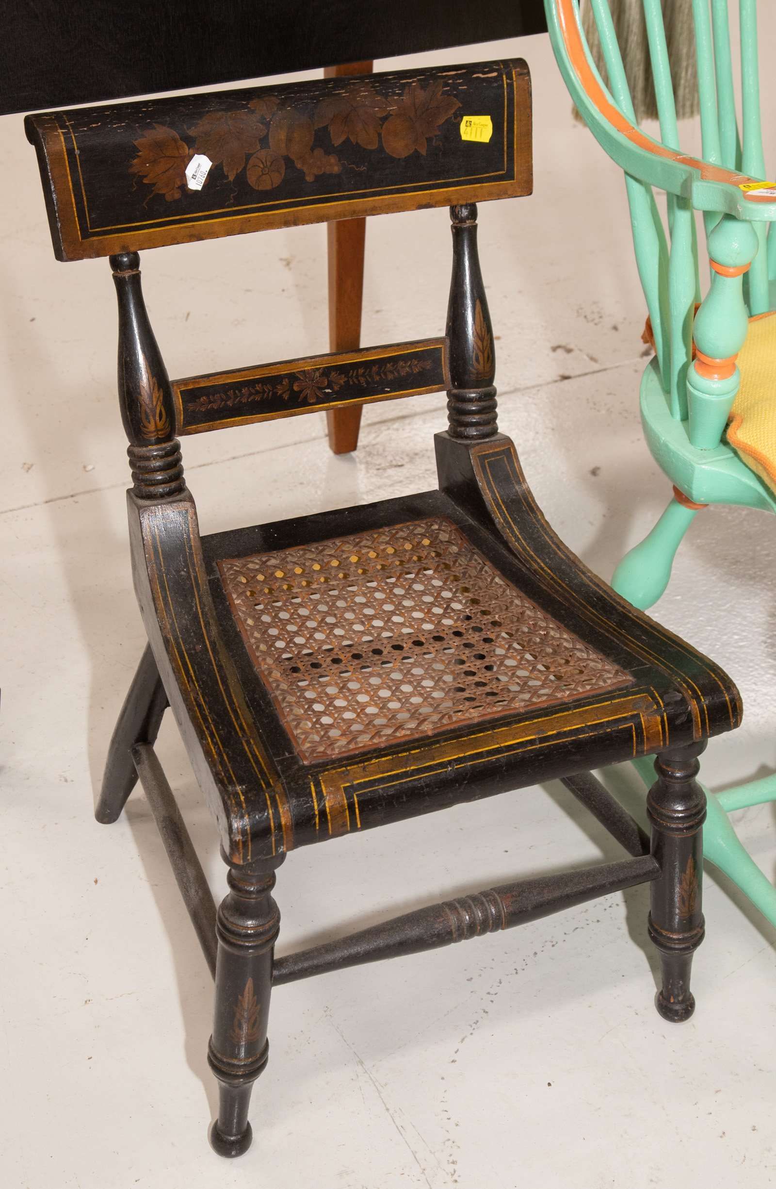 Appraisal: ANTIQUE FANCY PAINTED CHILDS CHAIR Baltimore circa with early painted