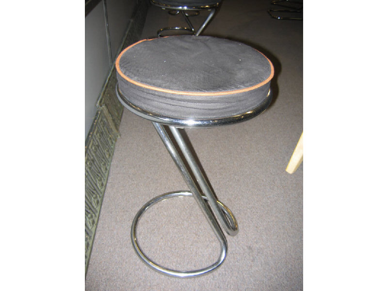 Appraisal: FIVE CHROMED TUBULAR METAL BAR STOOLS continuous loop with foot