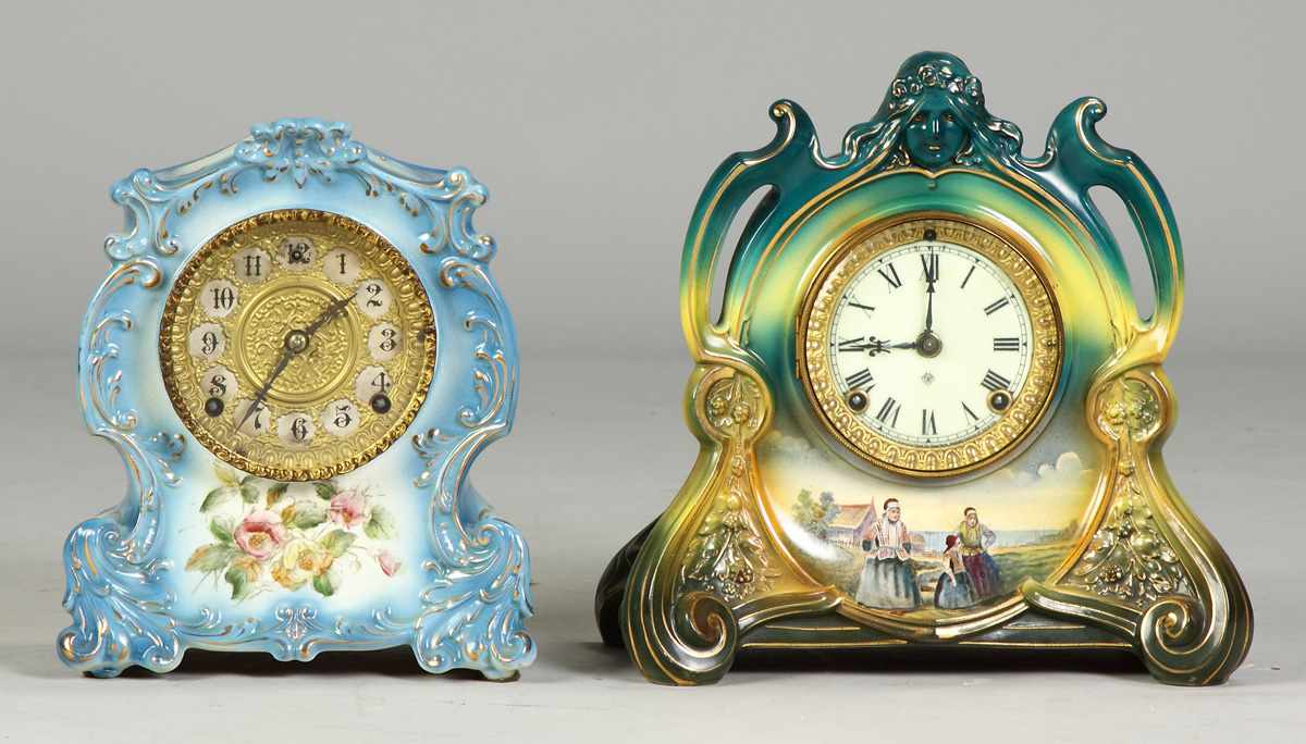 Appraisal: Ansonia China ClockRoyal Bonn case marked 'La Chapelle'' on reverse