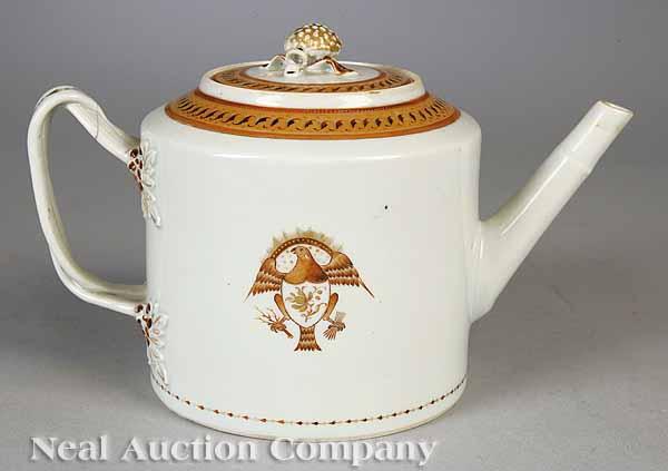 Appraisal: A Chinese Export Porcelain Armorial Teapot for the American Market