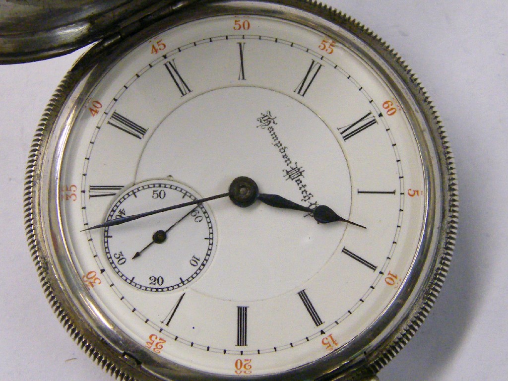 Appraisal: American railroad hunter pocket watch by Hampden Watch Co signed