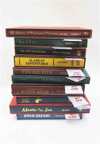 Appraisal: TEN COLLECTIBLE BOOKS in slip cases about hunting Alaska Africa