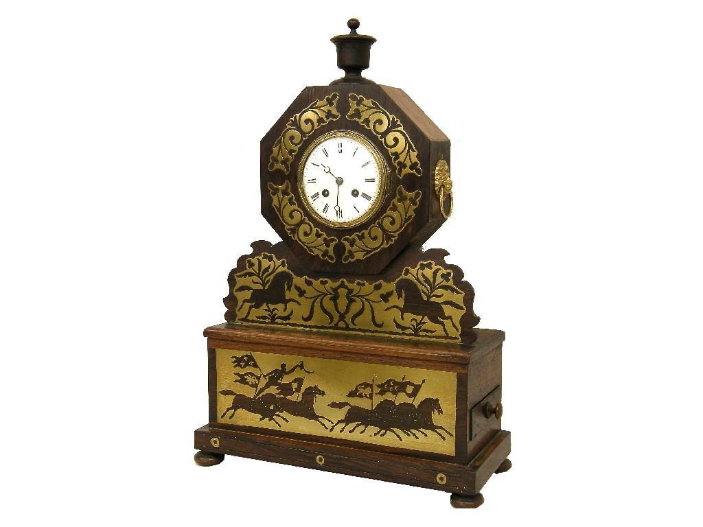 Appraisal: French brass four glass two train mantel clock the Vincenti