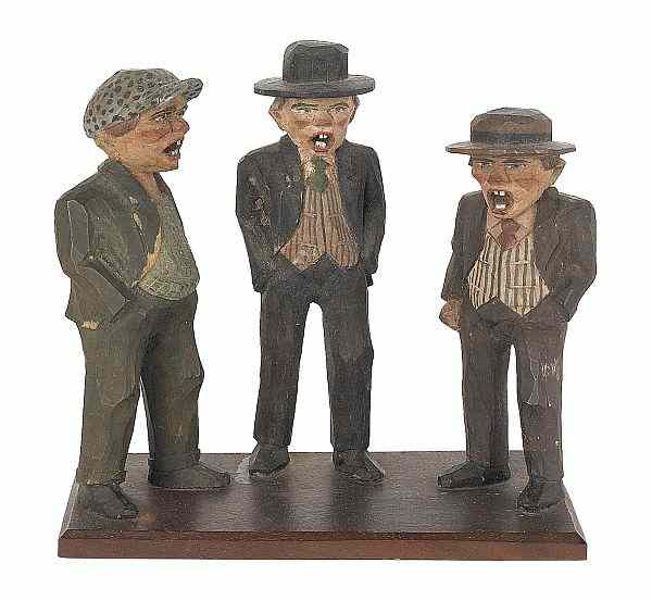 Appraisal: Jailhouse Carvers early th c carved and painted figural group