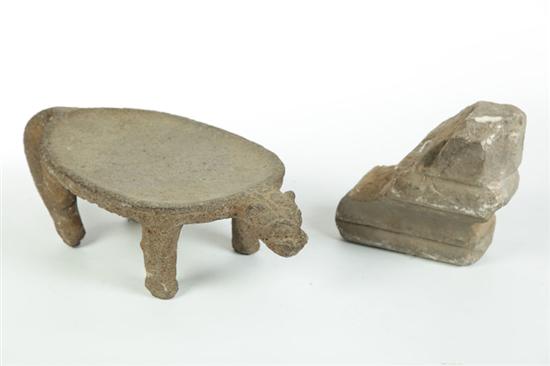 Appraisal: TWO STONE ITEMS European Stone grinder in the form of