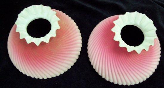 Appraisal: Two Burmese pink tinted glass shades cm diameter