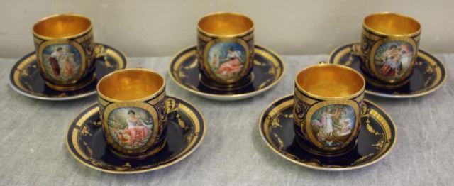 Appraisal: Royal Vienna Lot of Cups Saucers Cups h saucers dia